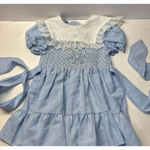 Polly Flinders, Vintage Girls Dress, Blue vintage dress (size4)